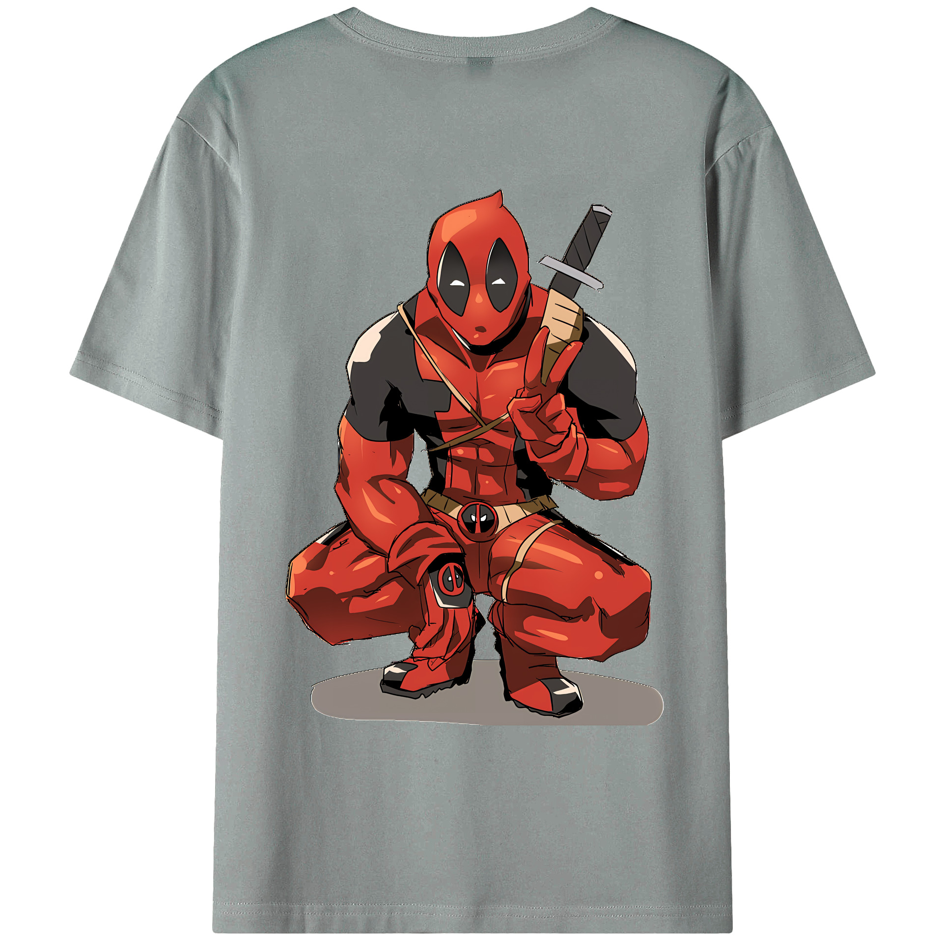 （画像用） Deadpool デッドプール 綿100％ メンズ半袖Tシャツ（バックプリント） 通気性